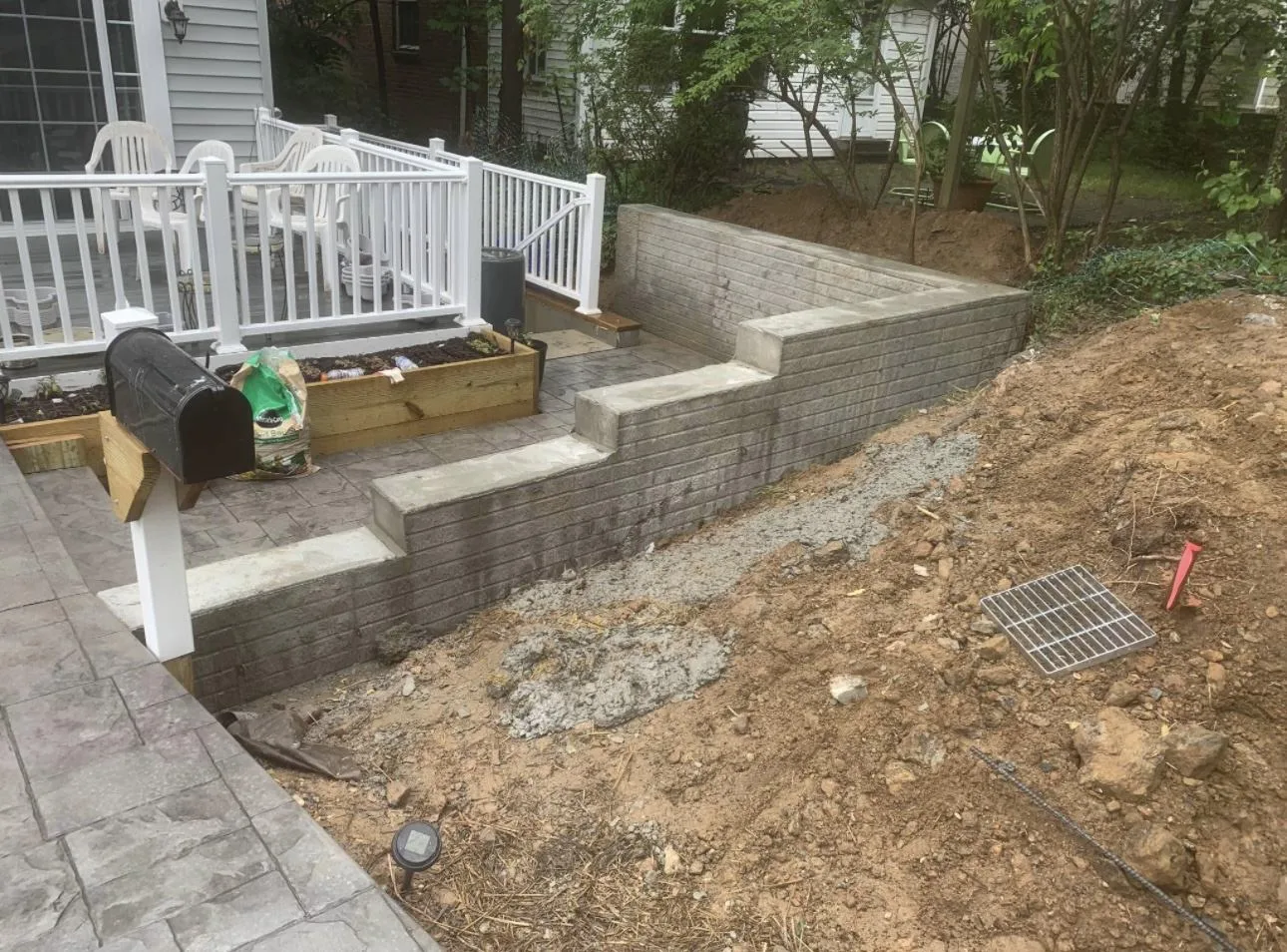 Retaining wall construction for a residential slope in the DMV