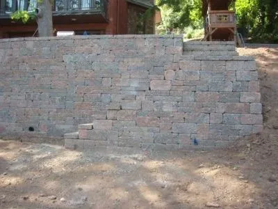 Terraced retaining walls on sloped property