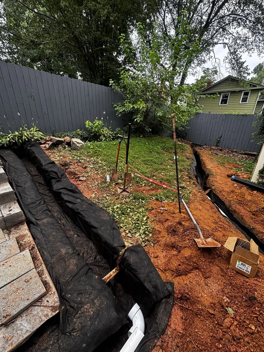 French drain trench excavation by Actaeon crew